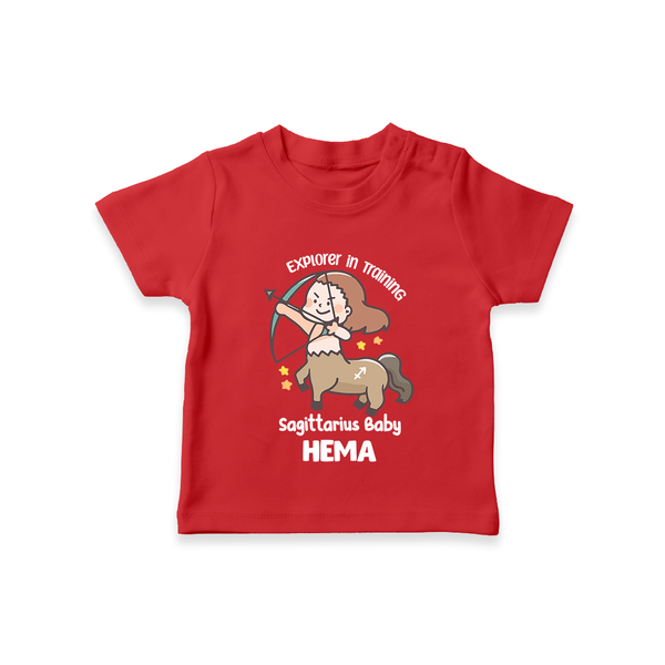 Explorer In Training Sagittarius Baby T-Shirt | Personalized Sagittarius T-Shirt for Your Little Explorer - RED - 0-5 Months Old (Chest 17")