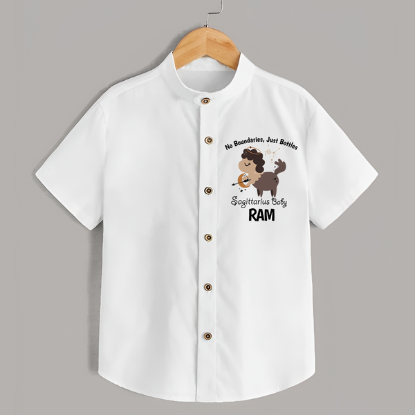 No Boundaries, Just Bottles Sagittarius Shirt | Custom Sagittarius Shirt for Your Free-Spirited Baby - WHITE - 0 - 6 Months Old (Chest 23")