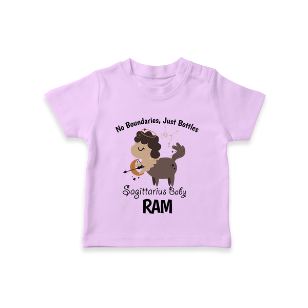 No Boundaries, Just Bottles Sagittarius T-Shirt | Custom Sagittarius T-Shirt for Your Free-Spirited Baby - LILAC - 0-5 Months Old (Chest 17")