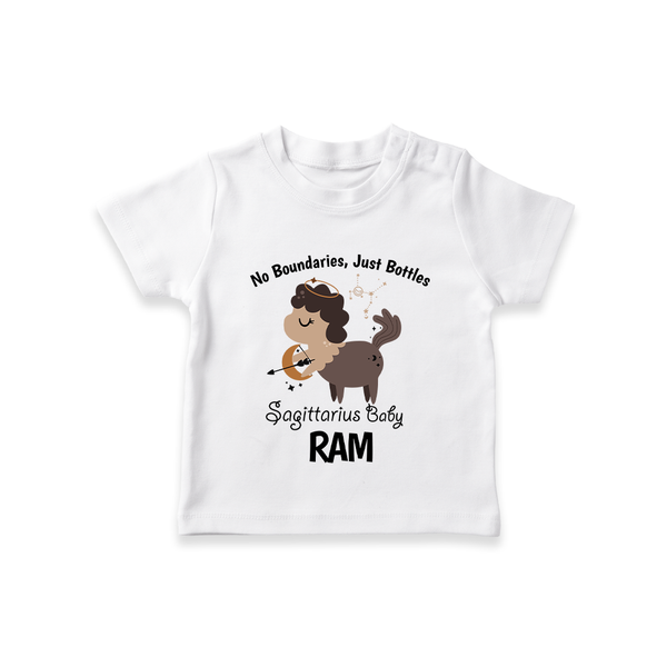 No Boundaries, Just Bottles Sagittarius T-Shirt | Custom Sagittarius T-Shirt for Your Free-Spirited Baby - WHITE - 0-5 Months Old (Chest 17")