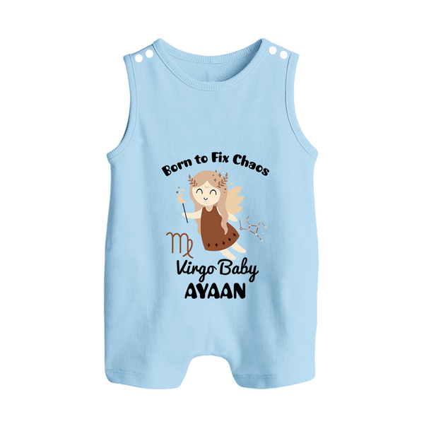 Born To Fix Chaos Virgo Baby Romper Suit / Sleeveless Romper | Personalized Virgo Romper Suit / Sleeveless Romper for Your Little Perfectionist - BABY BLUE - 0 - 5 Months Old (Chest 18")