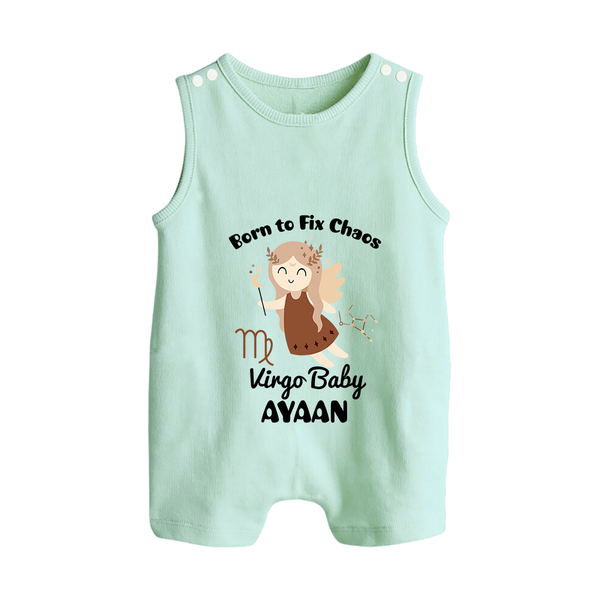 Born To Fix Chaos Virgo Baby Romper Suit / Sleeveless Romper | Personalized Virgo Romper Suit / Sleeveless Romper for Your Little Perfectionist - MINT GREEN - 0 - 5 Months Old (Chest 18")