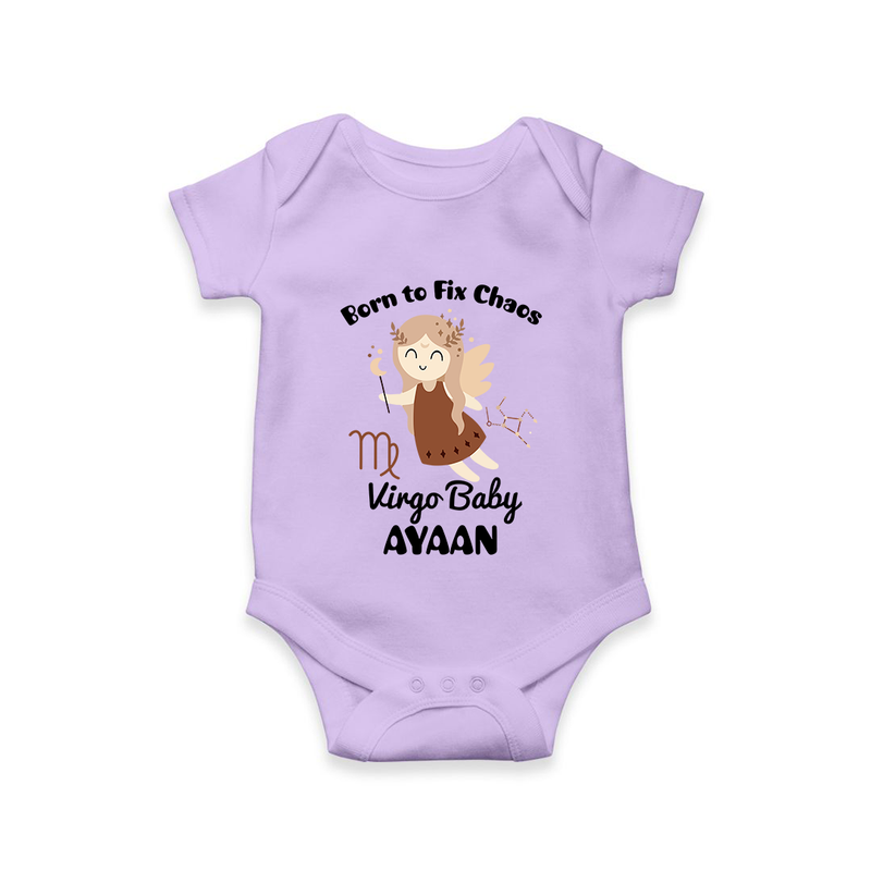 Born To Fix Chaos Virgo Baby Romper / Onesie | Personalized Virgo Romper / Onesie for Your Little Perfectionist - LILAC - New Born (Chest 14")