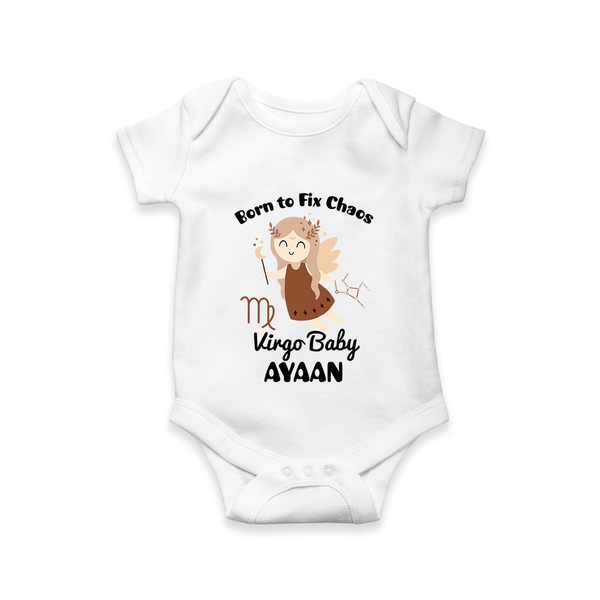 Born To Fix Chaos Virgo Baby Romper / Onesie | Personalized Virgo Romper / Onesie for Your Little Perfectionist - WHITE - New Born (Chest 14")