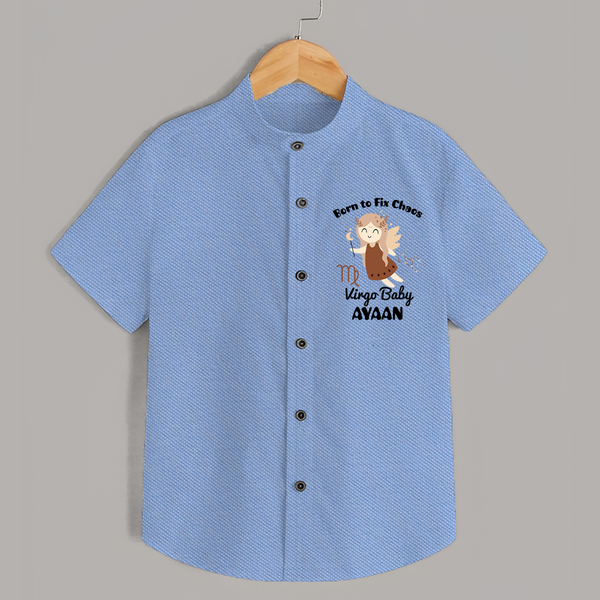 Born To Fix Chaos Virgo Baby Shirt | Personalized Virgo Shirt for Your Little Perfectionist - SKY BLUE - 0 - 6 Months Old (Chest 23")