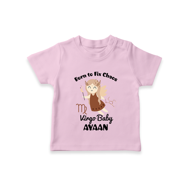 Born To Fix Chaos Virgo Baby T-Shirt | Personalized Virgo T-Shirt for Your Little Perfectionist - BABY PINK - 0-5 Months Old (Chest 17")