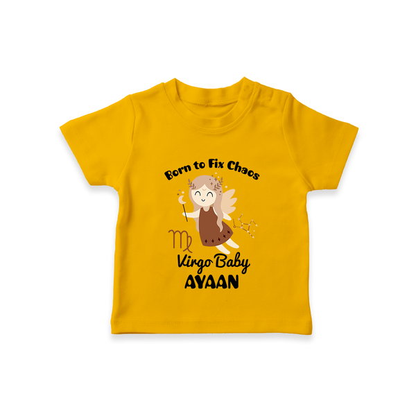 Born To Fix Chaos Virgo Baby T-Shirt | Personalized Virgo T-Shirt for Your Little Perfectionist - CHROME YELLOW - 0-5 Months Old (Chest 17")