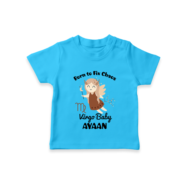 Born To Fix Chaos Virgo Baby T-Shirt | Personalized Virgo T-Shirt for Your Little Perfectionist - SKY BLUE - 0-5 Months Old (Chest 17")