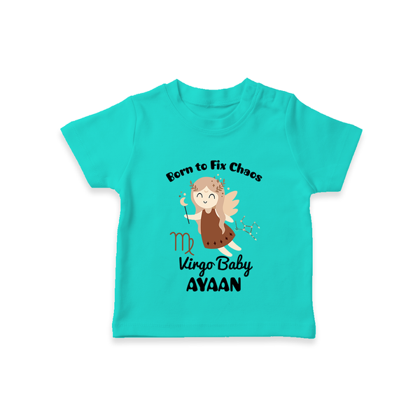 Born To Fix Chaos Virgo Baby T-Shirt | Personalized Virgo T-Shirt for Your Little Perfectionist - TEAL - 0-5 Months Old (Chest 17")