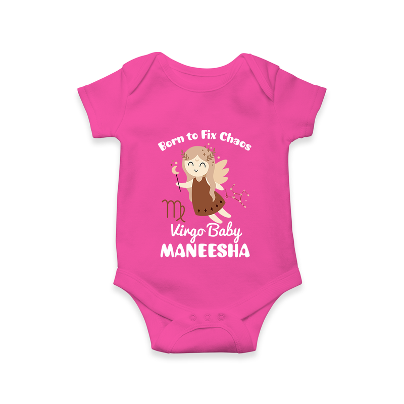 Born To Fix Chaos Virgo Baby Romper / Onesie | Personalized Virgo Romper / Onesie for Your Little Perfectionist - HOT PINK - New Born (Chest 14")