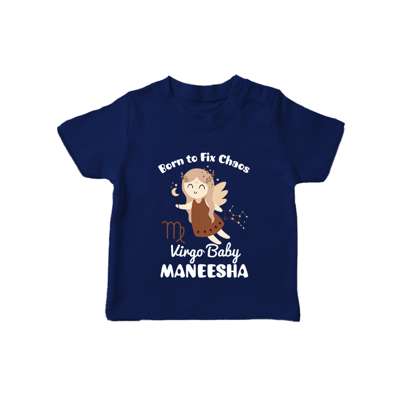 Born To Fix Chaos Virgo Baby T-Shirt | Personalized Virgo T-Shirt for Your Little Perfectionist - NAVY BLUE - 0-5 Months Old (Chest 17")