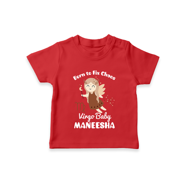 Born To Fix Chaos Virgo Baby T-Shirt | Personalized Virgo T-Shirt for Your Little Perfectionist - RED - 0-5 Months Old (Chest 17")