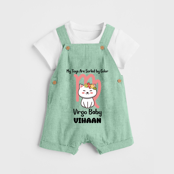 My Toys Are Sorted By Color Virgo Baby Dungaree Set | Custom Virgo Dungaree Set for Your Organized Baby - MINT GREEN - 0 - 5 Months Old (Chest 18")