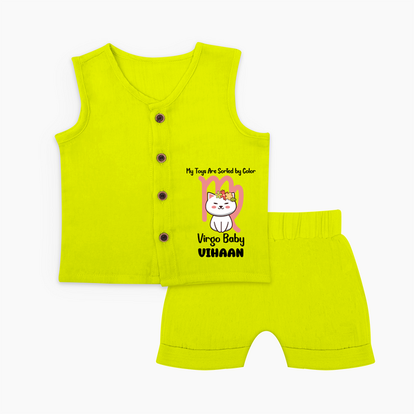 My Toys Are Sorted By Color Virgo Baby Jabla Set | Custom Virgo Jabla Set for Your Organized Baby - LIME GREEN - 0 - 3 Months Old (Chest 9.8")