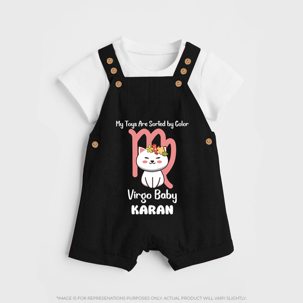My Toys Are Sorted By Color Virgo Baby Dungaree Set | Custom Virgo Dungaree Set for Your Organized Baby - BLACK - 0 - 5 Months Old (Chest 18")