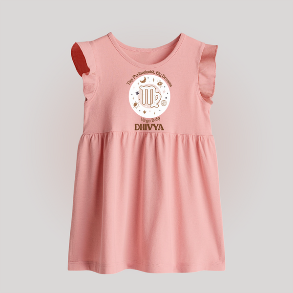 Tiny Perfectionist, Big Dreams Virgo Baby Frock | Personalized Virgo Baby Frock for Your Little Dreamer - BABY PINK - 0 - 3 Months Old (Chest 17")