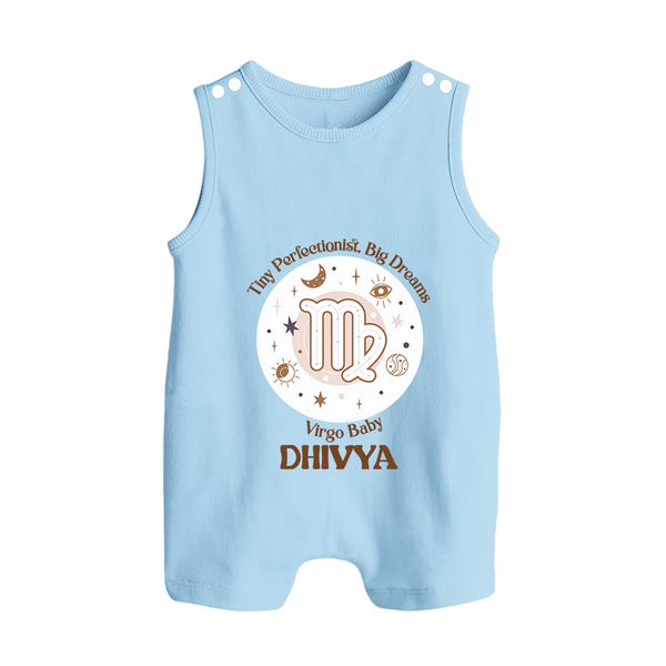 Tiny Perfectionist, Big Dreams Virgo Baby Romper Suit / Sleeveless Romper | Personalized Virgo Romper Suit / Sleeveless Romper for Your Little Dreamer - BABY BLUE - 0 - 5 Months Old (Chest 18")