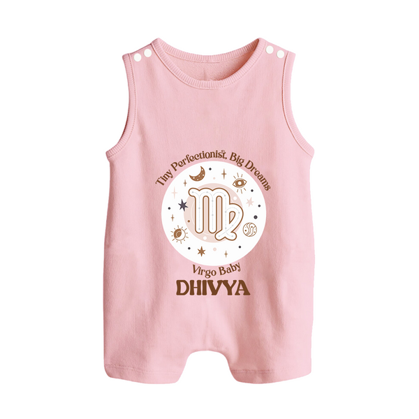 Tiny Perfectionist, Big Dreams Virgo Baby Romper Suit / Sleeveless Romper | Personalized Virgo Romper Suit / Sleeveless Romper for Your Little Dreamer - BABY PINK - 0 - 5 Months Old (Chest 18")