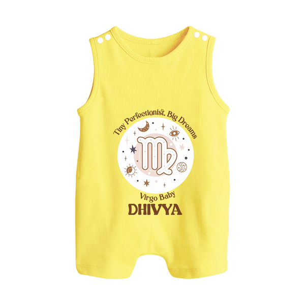 Tiny Perfectionist, Big Dreams Virgo Baby Romper Suit / Sleeveless Romper | Personalized Virgo Romper Suit / Sleeveless Romper for Your Little Dreamer - PASTEL YELLOW - 0 - 5 Months Old (Chest 18")