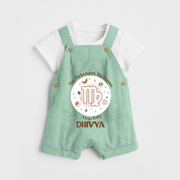 Tiny Perfectionist, Big Dreams Virgo Baby Dungaree Set | Personalized Virgo Dungaree Set for Your Little Dreamer - MINT GREEN - 0 - 5 Months Old (Chest 18")