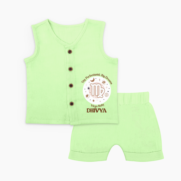Tiny Perfectionist, Big Dreams Virgo Baby Jabla Set | Personalized Virgo Jabla Set for Your Little Dreamer - PASTEL GREEN - 0 - 3 Months Old (Chest 9.8")