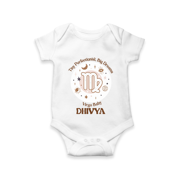 Tiny Perfectionist, Big Dreams Virgo Baby Romper / Onesie | Personalized Virgo Romper / Onesie for Your Little Dreamer - WHITE - New Born (Chest 14")