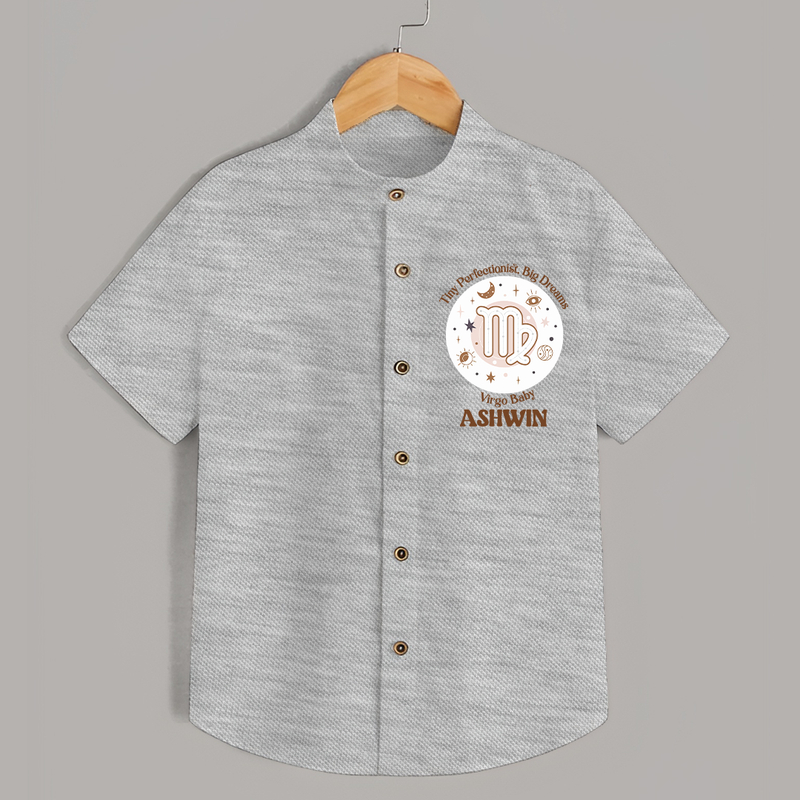Tiny Perfectionist, Big Dreams Virgo Baby Shirt | Personalized Virgo Shirt for Your Little Dreamer - GREY - 0 - 6 Months Old (Chest 23")