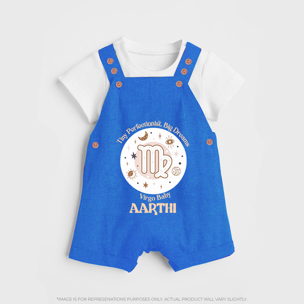Tiny Perfectionist, Big Dreams Virgo Baby Dungaree Set | Personalized Virgo Dungaree Set for Your Little Dreamer - COBALT BLUE - 0 - 5 Months Old (Chest 18")