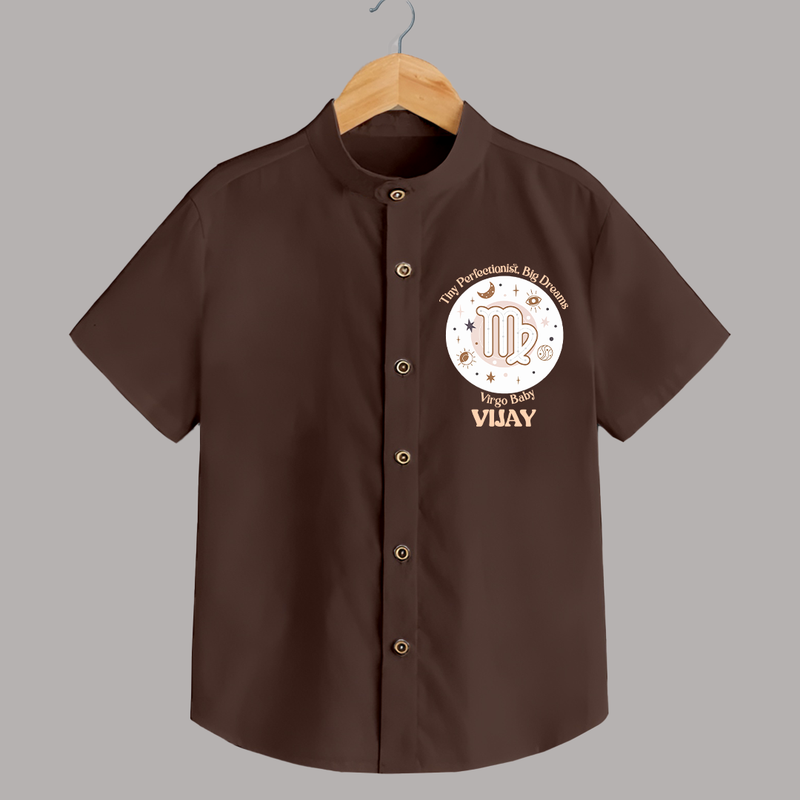 Tiny Perfectionist, Big Dreams Virgo Baby Shirt | Personalized Virgo Shirt for Your Little Dreamer - CHOCOLATE BROWN - 0 - 6 Months Old (Chest 23")