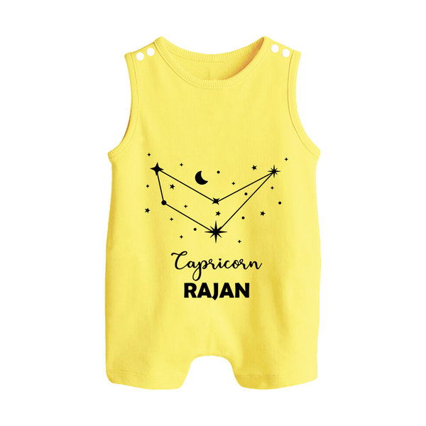 Capricorn sign Constellation Button Romper - PASTEL YELLOW - New Born (Chest 18")