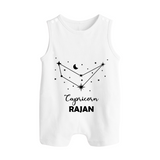 Capricorn sign Constellation Button Romper - WHITE - New Born (Chest 18")