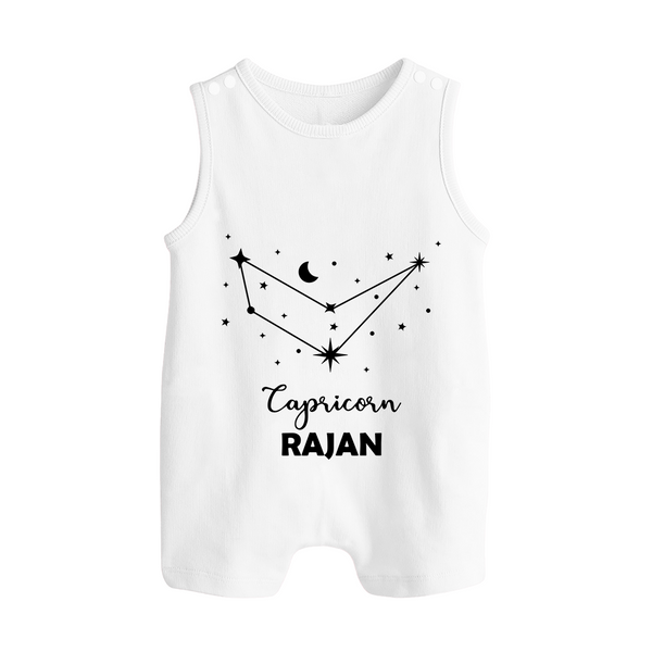 Capricorn sign Constellation Button Romper - WHITE - New Born (Chest 18")
