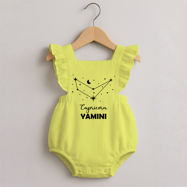 Capricorn sign Constellation Romper Frock - PASTEL YELLOW - 0 - 3 Months Old (Chest 19")