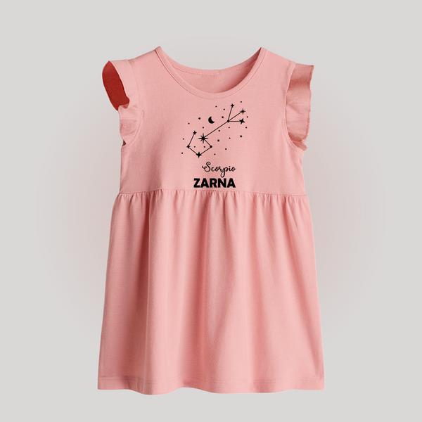 Scorpio Star Sign Constellation Baby Frock - BABY PINK - 0 - 3 Months Old (Chest 17")