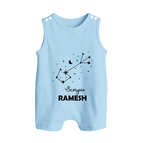 Scorpio Star Sign Constellation Button Romper - BABY BLUE - New Born (Chest 18")