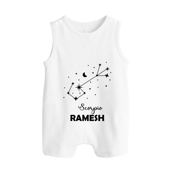Scorpio Star Sign Constellation Button Romper - WHITE - New Born (Chest 18")