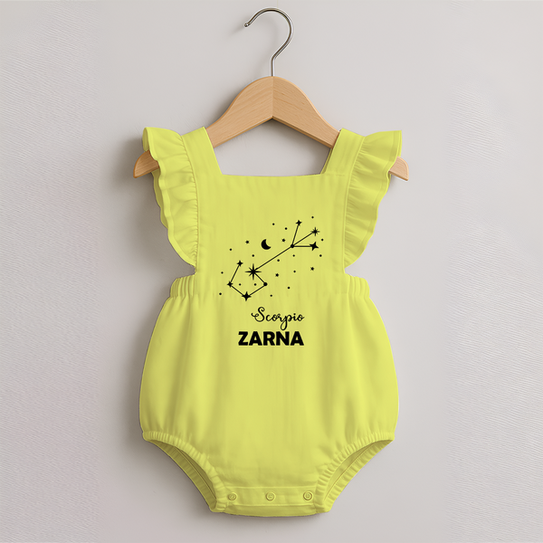 Scorpio Star Sign Constellation Romper Frock - PASTEL YELLOW - 0 - 3 Months Old (Chest 19")