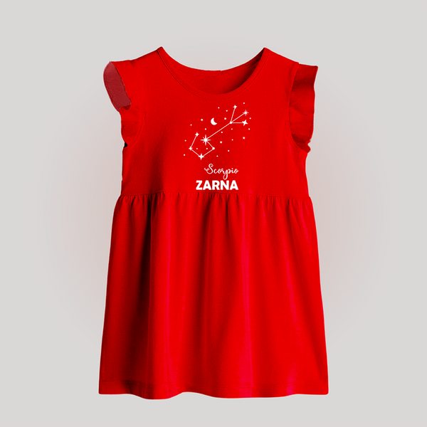 Scorpio Star Sign Constellation Baby Frock - RED - 0 - 3 Months Old (Chest 17")