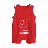 Scorpio Star Sign Constellation Button Romper - RED - New Born (Chest 18")