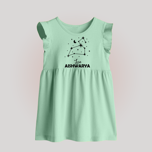 Leo Zodiac Constellation Baby Frock - MINT GREEN - 0 - 3 Months Old (Chest 17")