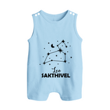 Leo Zodiac Constellation Button Romper - BABY BLUE - New Born (Chest 18")