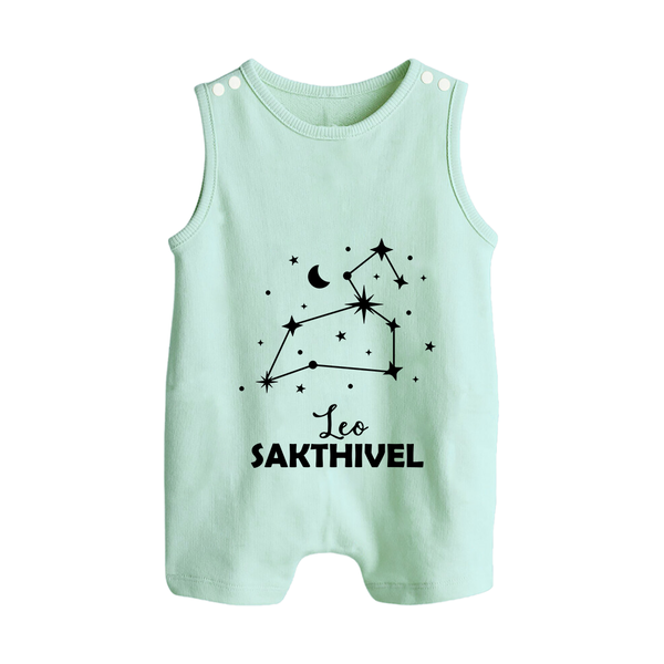 Leo Zodiac Constellation Button Romper - MINT GREEN - New Born (Chest 18")