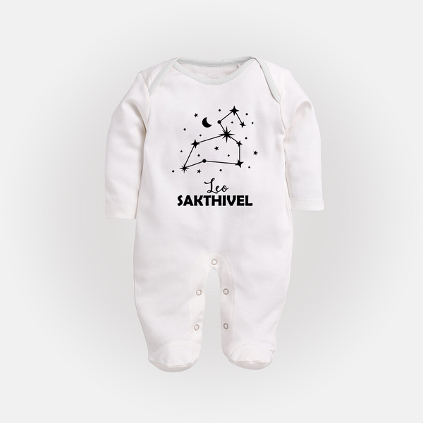 Leo Zodiac ConstellationFullbody Suit - WHITE - New Born (Chest 7.5")