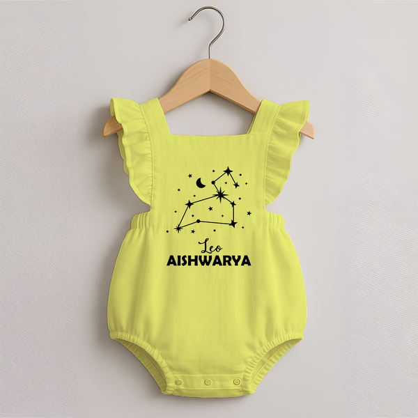 Leo Zodiac Constellation Romper Frock - PASTEL YELLOW - 0 - 3 Months Old (Chest 19")