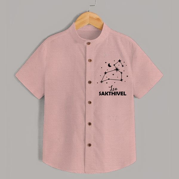 Leo Zodiac Constellation shirt - PEACH - 0 - 6 Months Old (Chest 23")