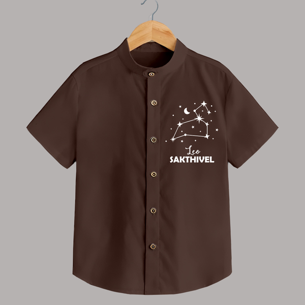 Leo Zodiac Constellation shirt - CHOCOLATE BROWN - 0 - 6 Months Old (Chest 23")