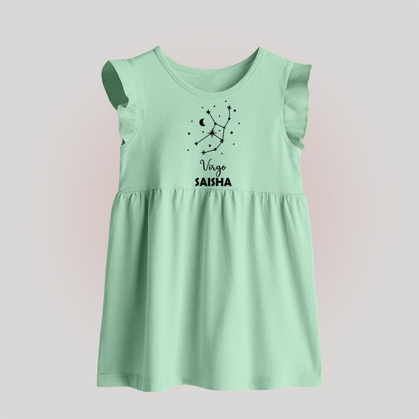 Virgo Star Sign Constellation Baby Frock - MINT GREEN - 0 - 3 Months Old (Chest 17")