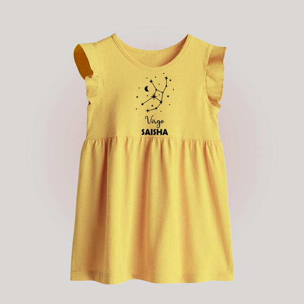 Virgo Star Sign Constellation Baby Frock - PASTEL YELLOW - 0 - 3 Months Old (Chest 17")