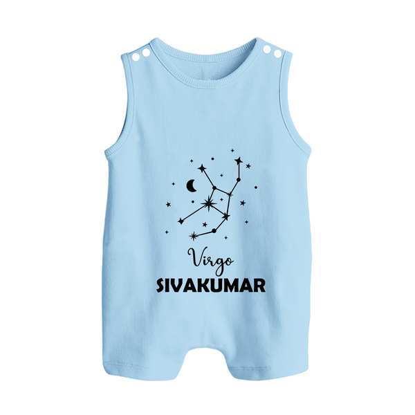 Virgo Star Sign Constellation Button Romper - BABY BLUE - New Born (Chest 18")