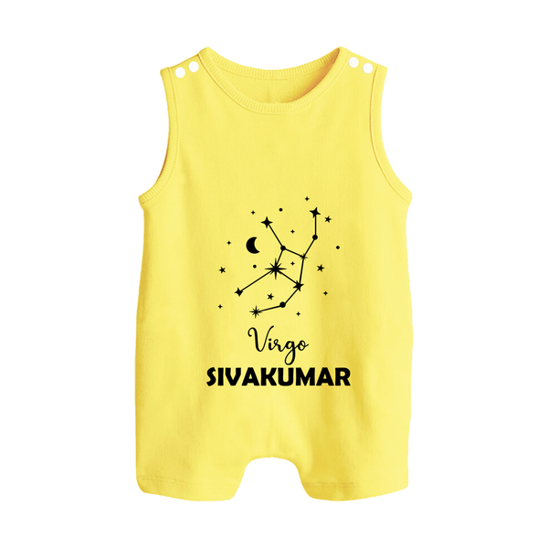 Virgo Star Sign Constellation Button Romper - PASTEL YELLOW - New Born (Chest 18")